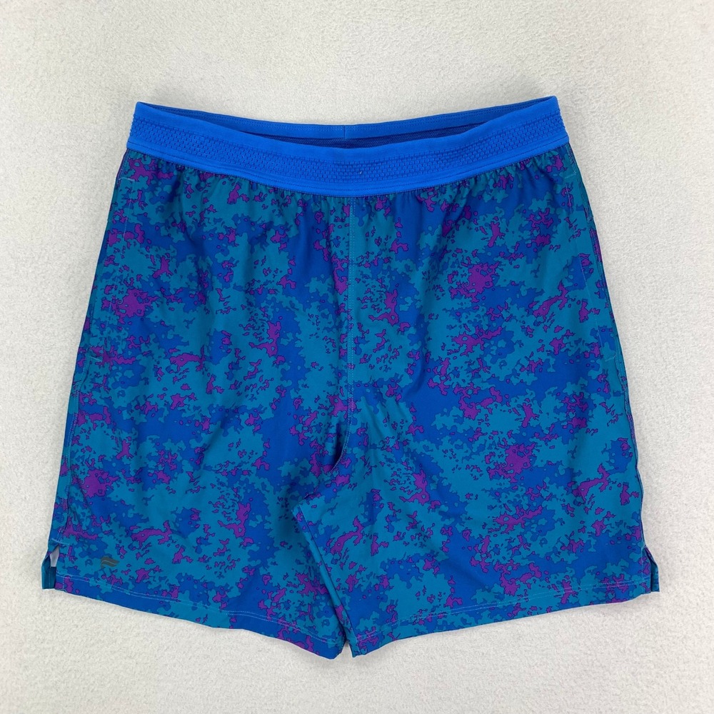 Fabletics The Fundamental Shorts Mens Large‎ Blue/Purple Splatter Athletic Lined